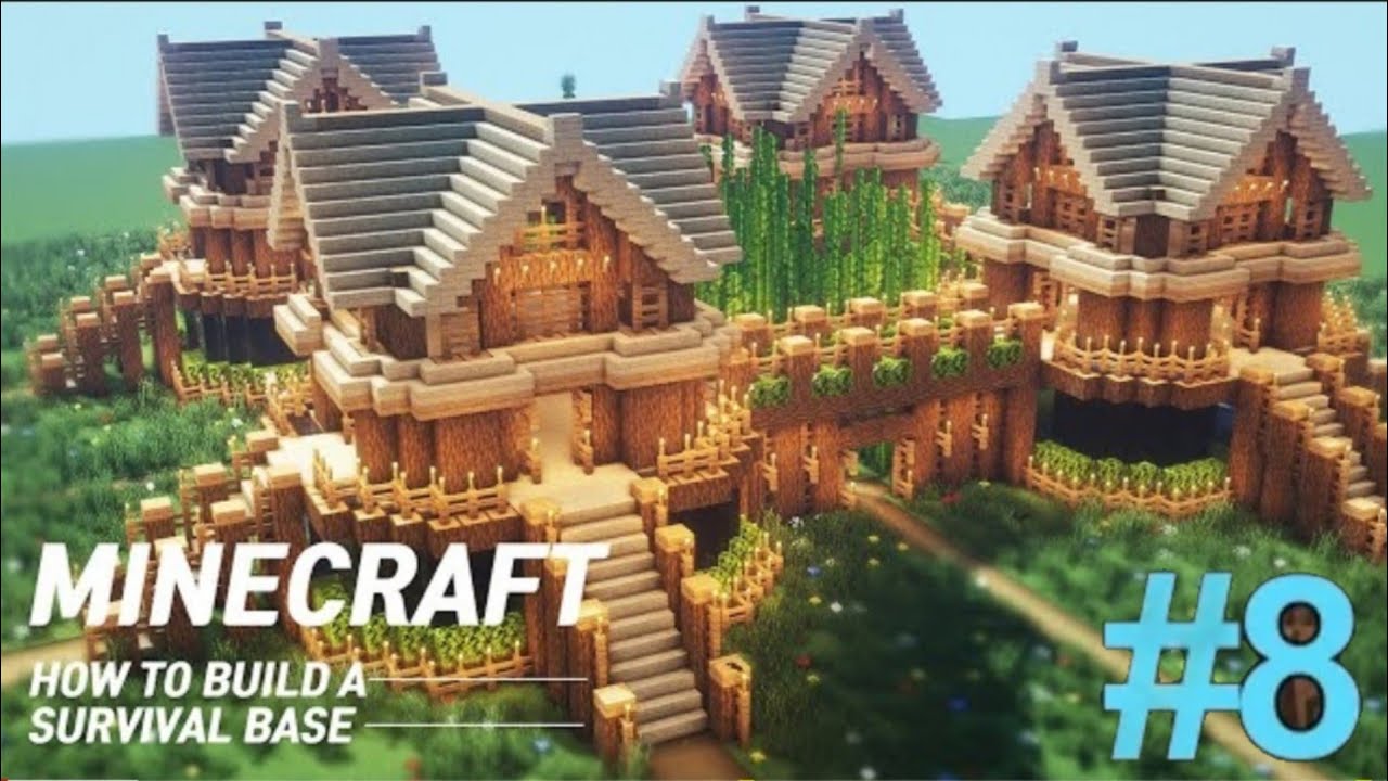 Minecraft : Large oak Survival Base Tutorial ｜How to Build in Minecraft ...