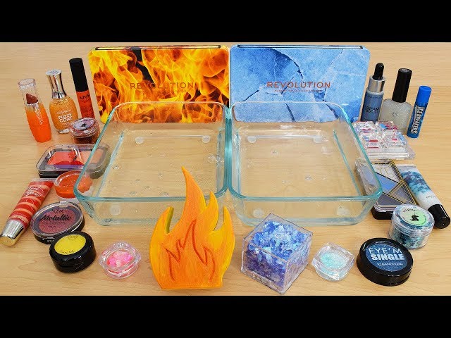 Fire vs Ice - Mixing Makeup Eyeshadow Into Slime Special Series 226 Satisfying Slime Video class=