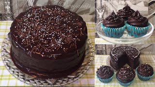 Moist Chocolate Cake and Cupcakes Recipe [ No Oven - No Electric Mixer ]