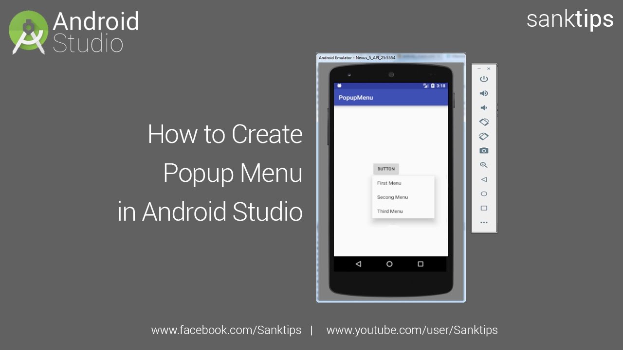 How to Create Popup Menu in Android Studio | Sanktips - YouTube