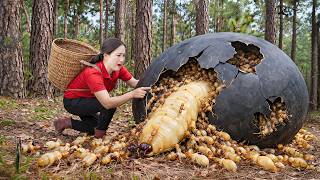 Harvesting +1000 Giant Queen Termites, Surprise Rare Black Eggs Hidden Inside | Off Grid Life