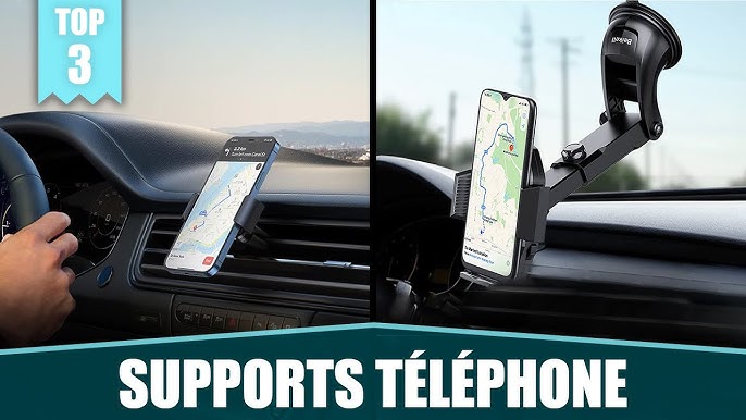 SUPPORT VOITURE POUR SMARTPHONES CONFORT + A FIXER SUR PARE-BRISE AVEC BRAS  FLEXIBLE.