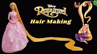 How to make Doll hair|Rerooting of Rapunzel Long Hair|Barbie hair