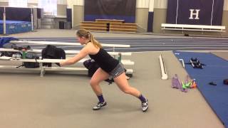 Shot put step back drill