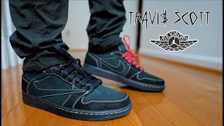 TRAVIS SCOTT JORDAN 1 LOW BLACK PHANTOM REVIEW & ON FEET