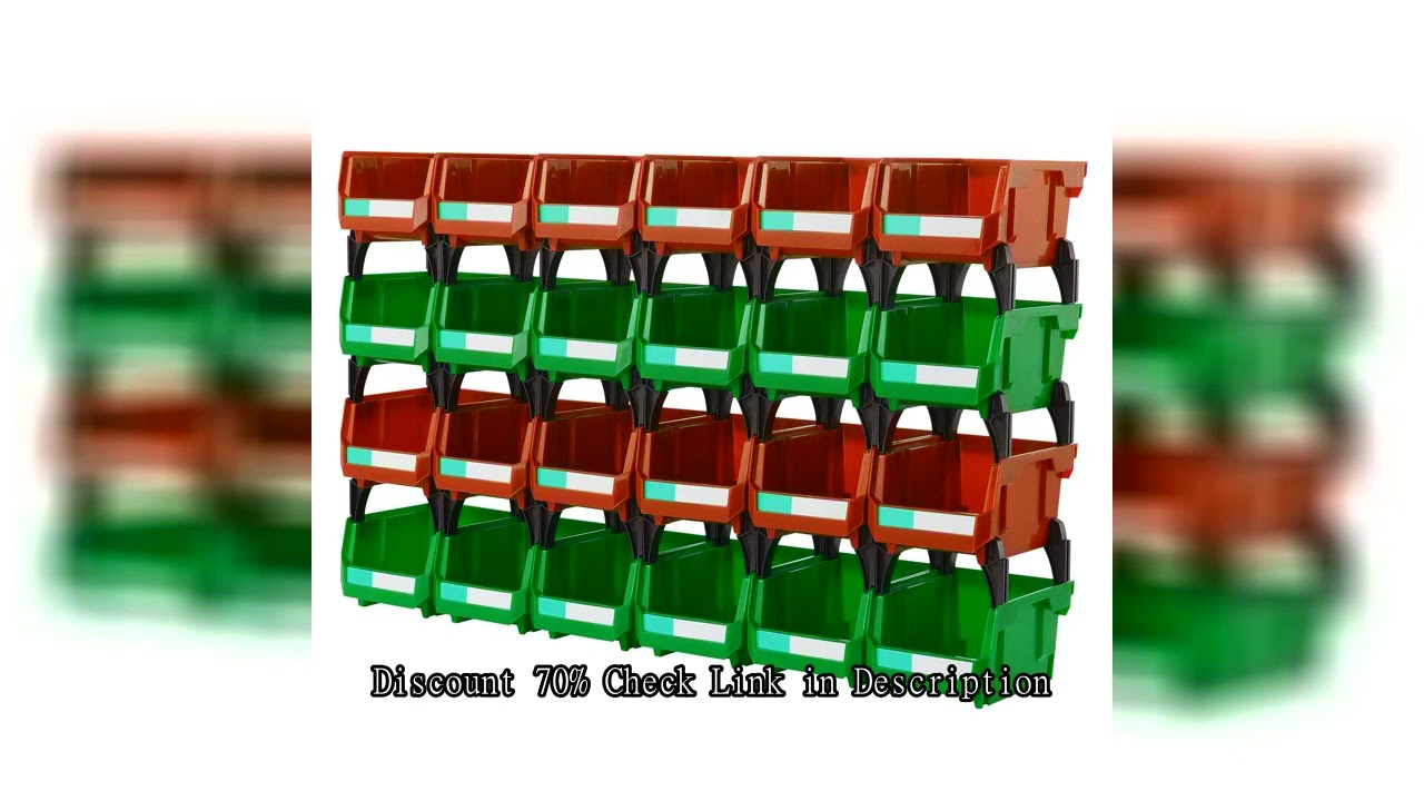 SucceBuy Storage Bin 24pcs Stackable Organizer Bin 5x4*3inch Freestanding Tiered Shelf for Garage Ha