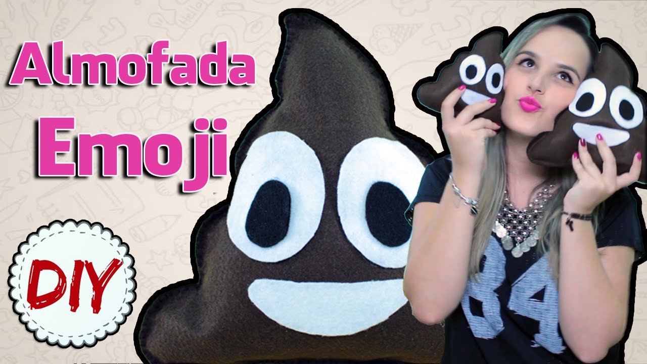 Almofada Cocôzinho Feliz - Emoji WhatsApp - DIY por Coisas de Jessika