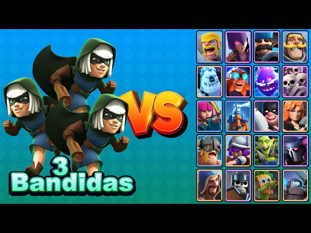 3 BANDIDAS vs TODAS LAS CARTAS TERRESTRES | Clash Royale class=