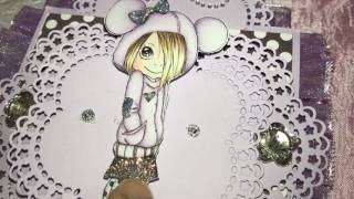 5th saturated canary EASEL card (lovely lavender)