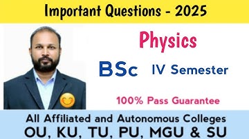 Belangrijke vragen over natuurkunde 2025 BSc IV Semester 4e Semester ImpGunshot Damsure OU KU TU ...
