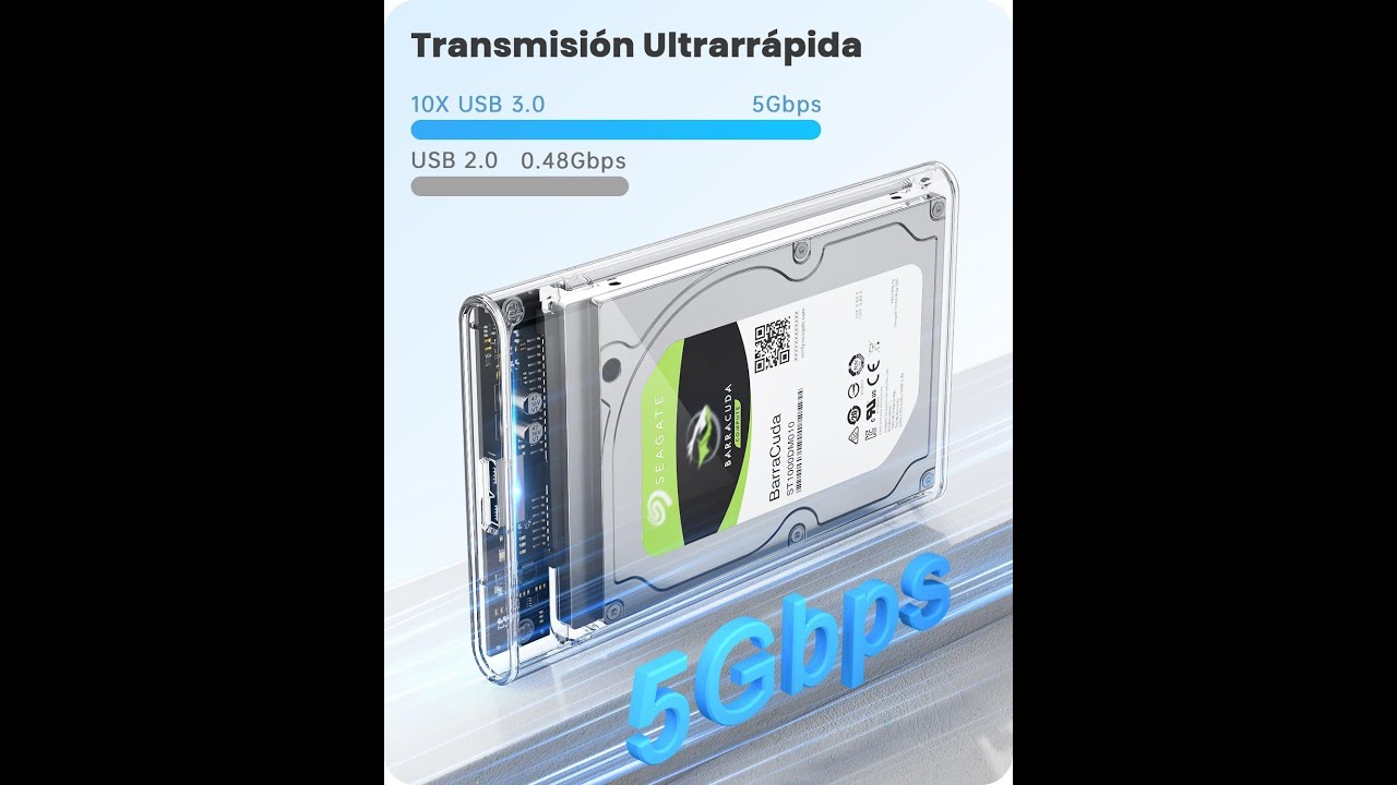 CARCASA DISCO DURO 2,5", USB 3.0 Caja Disco Duro para HDD SSD SATA I/II/III de 7mm y 9.5mm