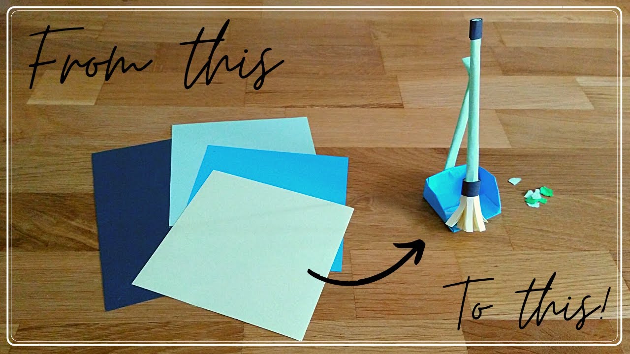 HOW TO: MINIATURE PAPER BROOM AND DUSTPAN CRAFT | DIY ORIGAMI