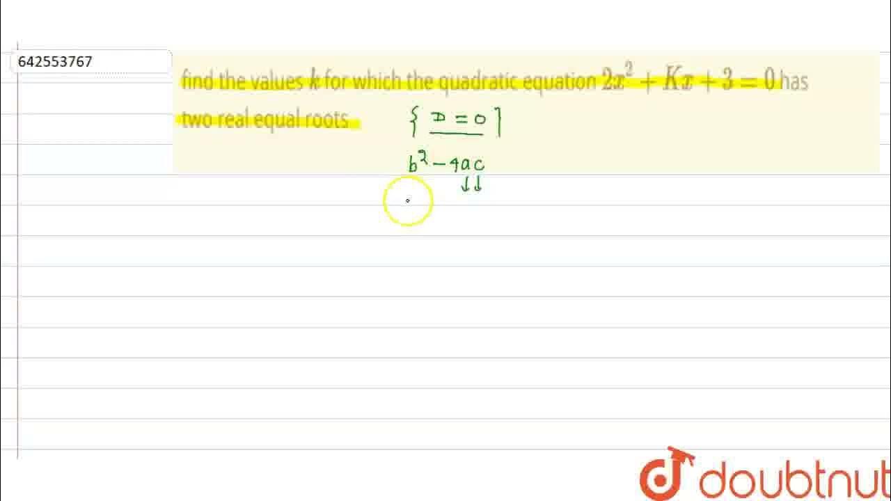 find-the-values-k-for-which-the-quadratic-equation-2x-2-kx-3-0-has