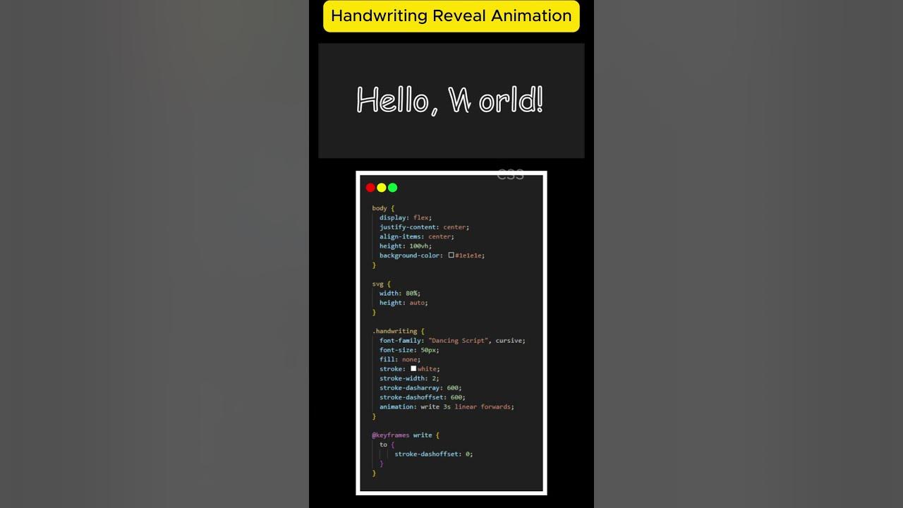 Handwriting Reveal Animation with HTML & CSS 🚀 #webdevelopment - YouTube