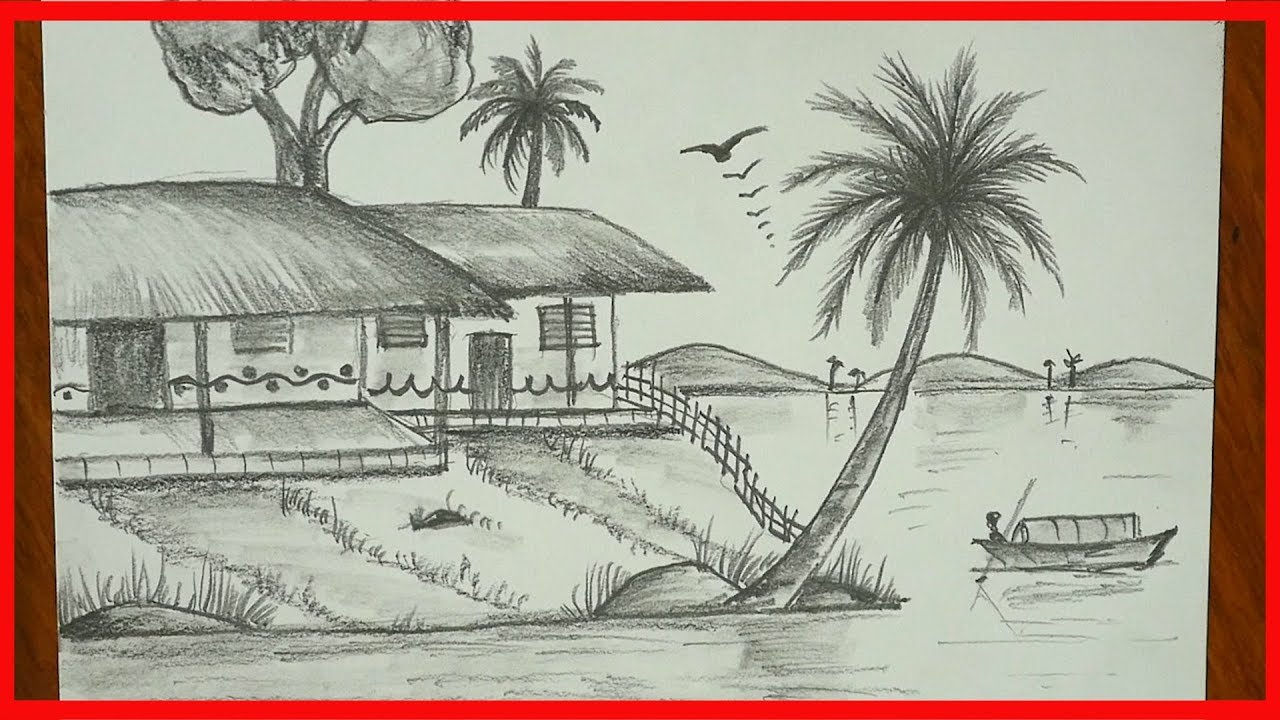 How to Draw LandscapeNature DrawingPencil SketchEasy