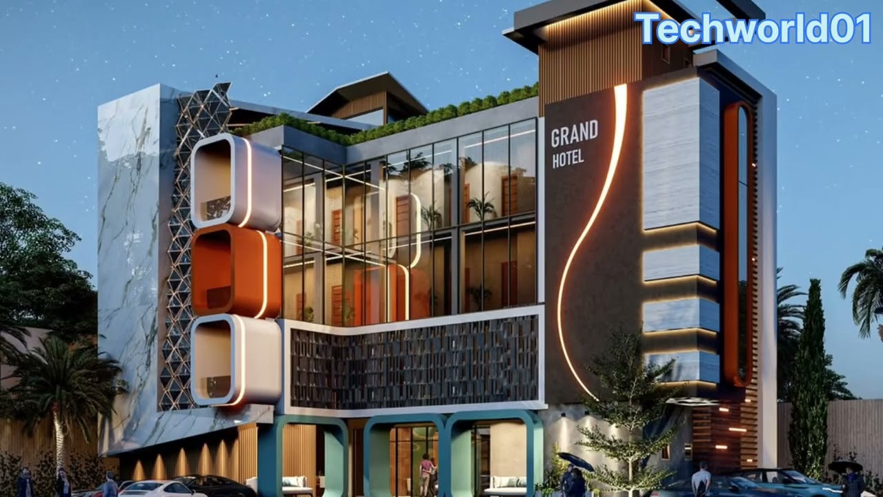 Grand hotel front elevation design 👌। । 