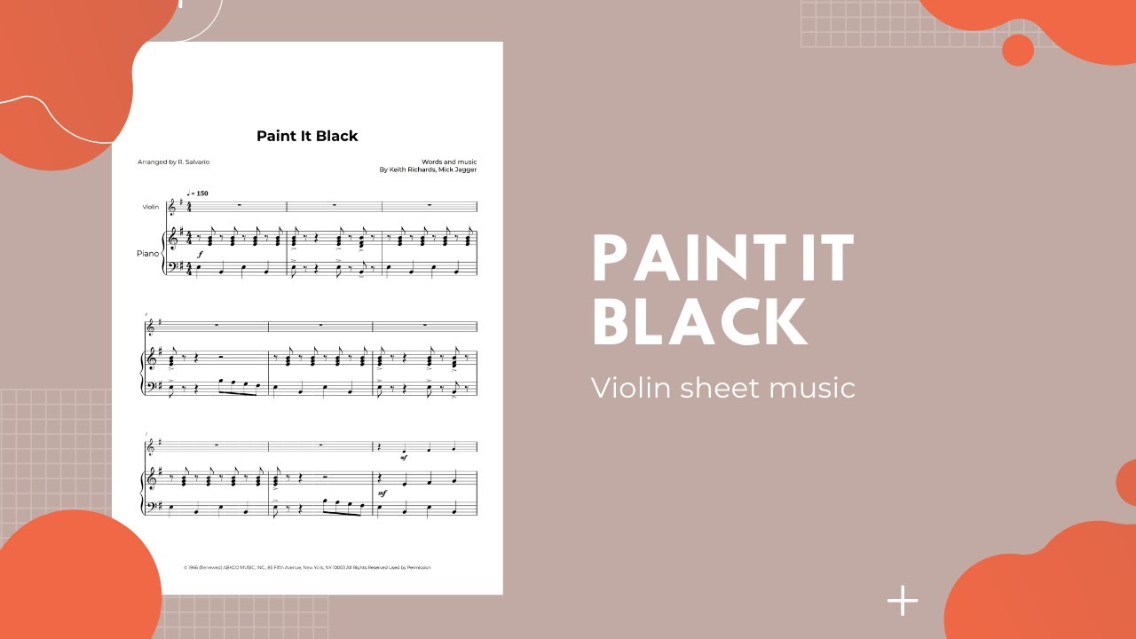 Paint It Black Violin Sheet Music YouTube