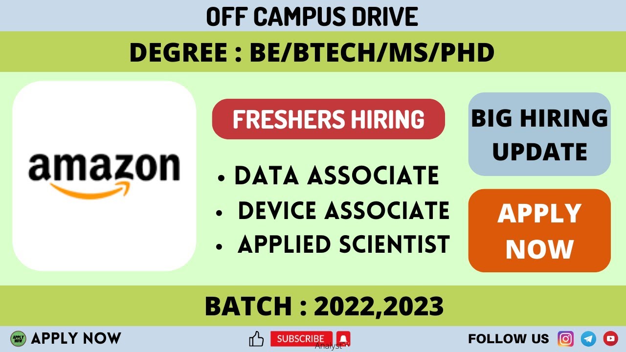 AMAZON HIRING🔥🔥 | BE/BTECH/GRADS | NEW 2023 OFF CAMPUS HIRING #applynow ...