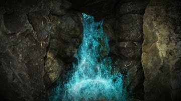 cave waterfall 3dsmax fluids simulation
