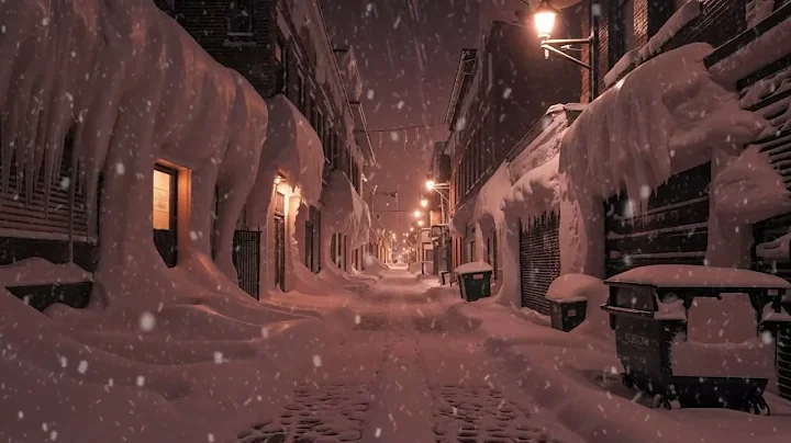 Snowy, Quiet Night Street Alleyway | Sounds of Falling Snow with gentle wind