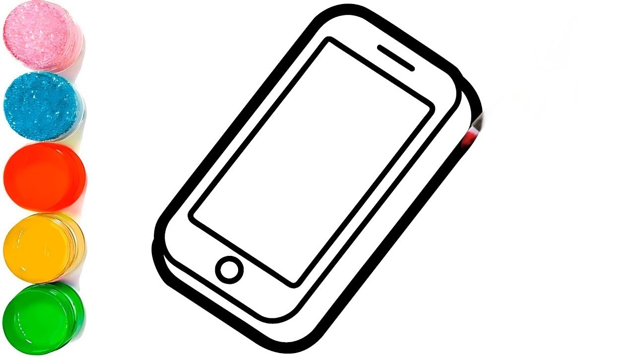 How to draw a smartphone for kids | Draw Mobile Phone Step by step | Cute Smartphone Drawing | Phone