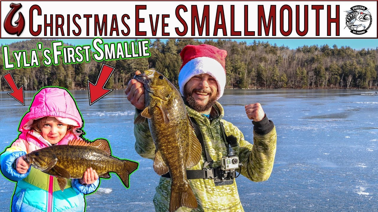Ice Fishing For Big SMALLMOUTH in the Lakes Region of NH on Christmas