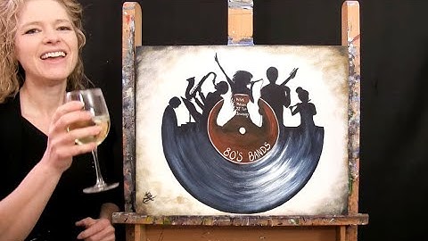 Learn How to Paint RECORD PLAYERS with Acrylic - Paint and Sip at Home - Fun Step by Step Tutorial