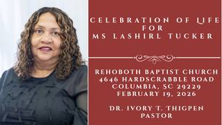 RBC “Homegoing Service for Sister LaShirl R. Tucker” – 19 Feb 26 – 12:00pm