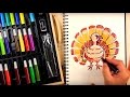 How to Draw a Turkey with Kiddy Color 126 Piece Art Kit - Kids Art Supplies | BP