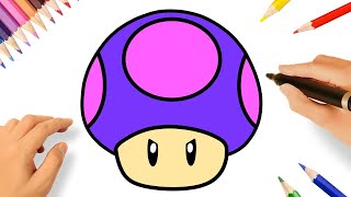 HOW TO DRAW A MARIO POISON MUSHROOM EASY 🍄| SUPER MARIO BROS DRAWINGS