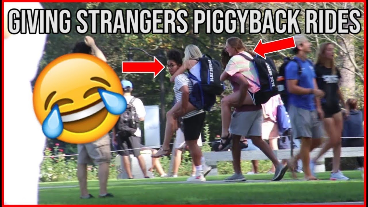 Giving 'Piggy-Back' Rides To Strangers 😂😍, Giving 'Piggy-Back' Rides To  Strangers 😂😍, By No One Cares