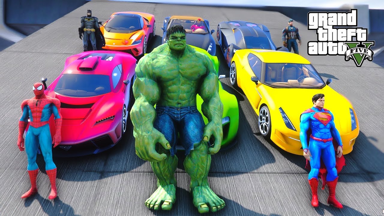 SPIDERMAN HULK SUPERMAN WITH LUXURY CARS ON RAMPA CHALLENGE - GTA V MODS -  YouTube
