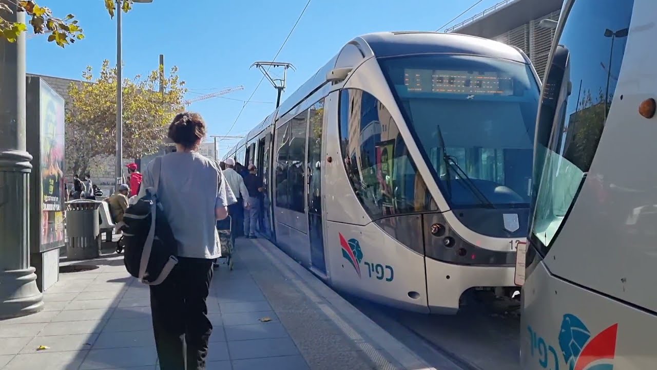 Riding in the LIGHT RAIL TRANSIT in JERUSALEM