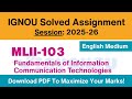IGNOU MLII 103 Solved Assignment 2025-26 Pdf Download | IGNOU MLIS Solved Assignment 2025-26