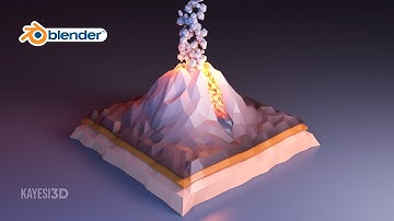 Low poly Volcano in Blender | Modeling and Animation