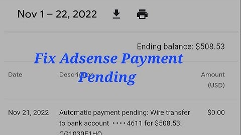 Fix Adsense Payment Pending 22nd 23rd November 2022 Admob & YouTube
