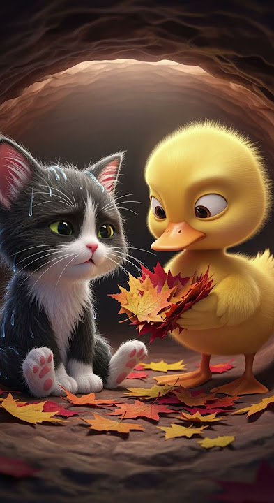 Estaba en peligro pero su amigo no dudo en ayudarlo.  #animation #ai #cartoon #cat #duck