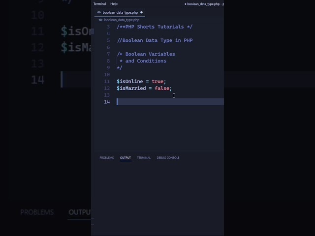 PHP Tutorial: The Boolean Data Type - Part - 17 #shorts#phptutorial class=