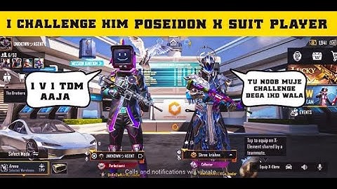 NEW POSEIDON X-SUIT PLAYER CHALLENGE ME || 1V1 WITH M416 TDM|| 1 LAKH UC || MAX OUT