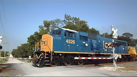 CSX Long Mixed Freight Train 2 Camera View Both Sides Of Tracks