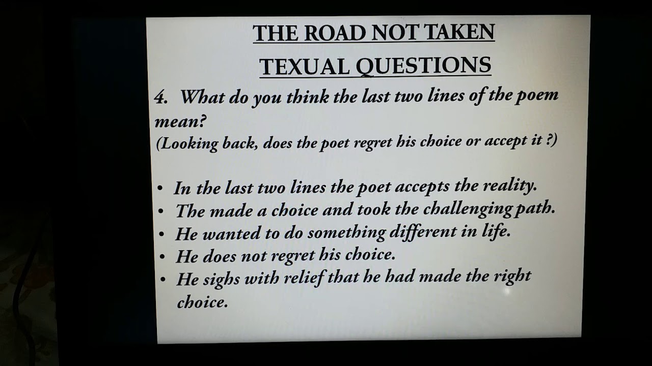 the road not taken questions and answers