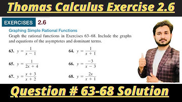 Thomas Calculus Exercise 2.6 Question # 63-68 solution|| Graphing simple rational functions|| MSN||