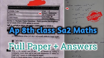 💯Ap 8th class maths cba-3 Sa2 real question paper and answers 2024|8th Sa2 Maths answer key 2024