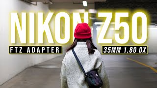 Nikon Z50   35mm 1.8G DX Lens (FTZ Adapter Autofocus 4K Video Test)