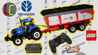 LEGO RC New Holland T7 230 + benne (farming trailer)