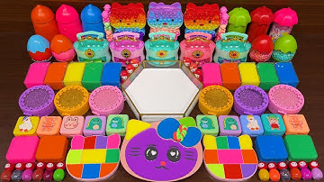 Mixing Random into GLOSSY Slime!! Satisfying RAINBOW HELLO KITTY Video