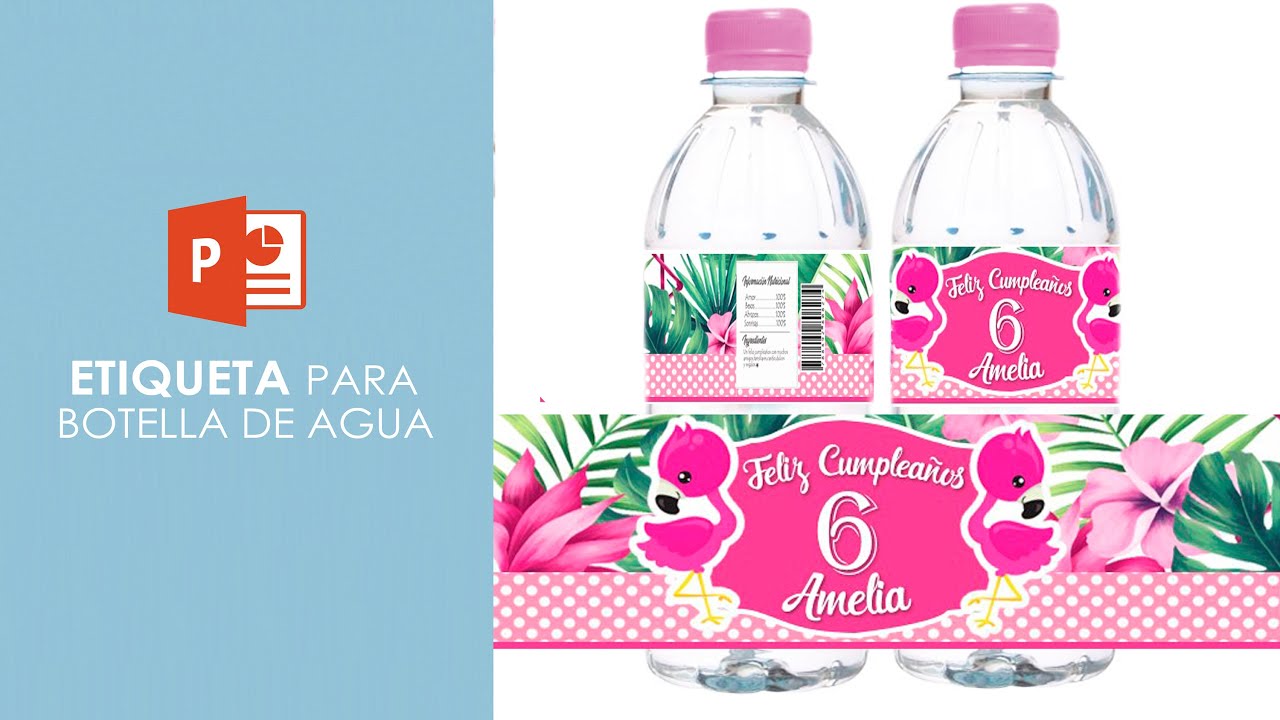 diseñar ETIQUETA BOTELLA DE AGUA con -