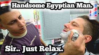 💈The Quest For Handsome Egypt Man 🇪🇬 (Face Shave, Haircut Trim, Eyebrow Trim)