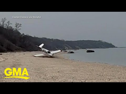 Small plane makes emergency landing on beach | GMA