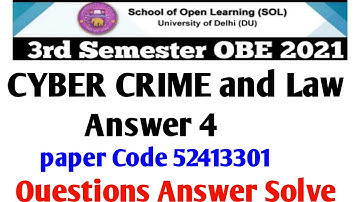 DU sol 3rd Semester Cyber Crime and Law  Answer  B.Com paper code 52413301 hindi English medium Q4